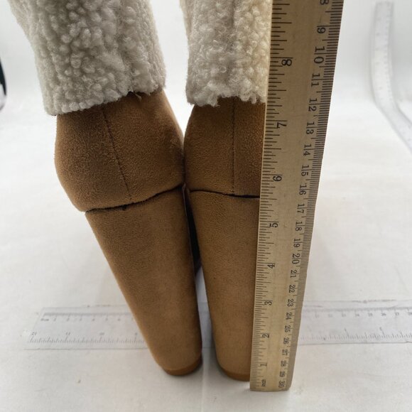 Brown Women Trendy Fur Lined Winter Snow Ankle Bootie Warm Wedge High Heels Boot - Picture 4 of 7